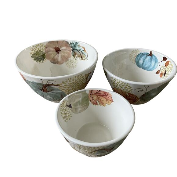 Potter's Studio Ceramic Nesting Bowl Set of 3 Fall Harvest Pumpkins New - Picture 16 of 16